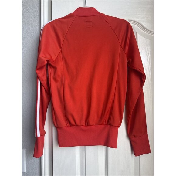 Vintage Orange Adidas Track Jacket Full ZipLong Sleeve 3 stripe trefoil Size XS - Picture 4 of 5